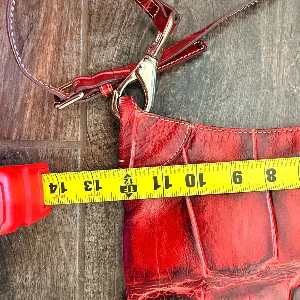 Dooney & Bourke Vintage Red Croc Embossed Leather Crossbody Bag, Medium